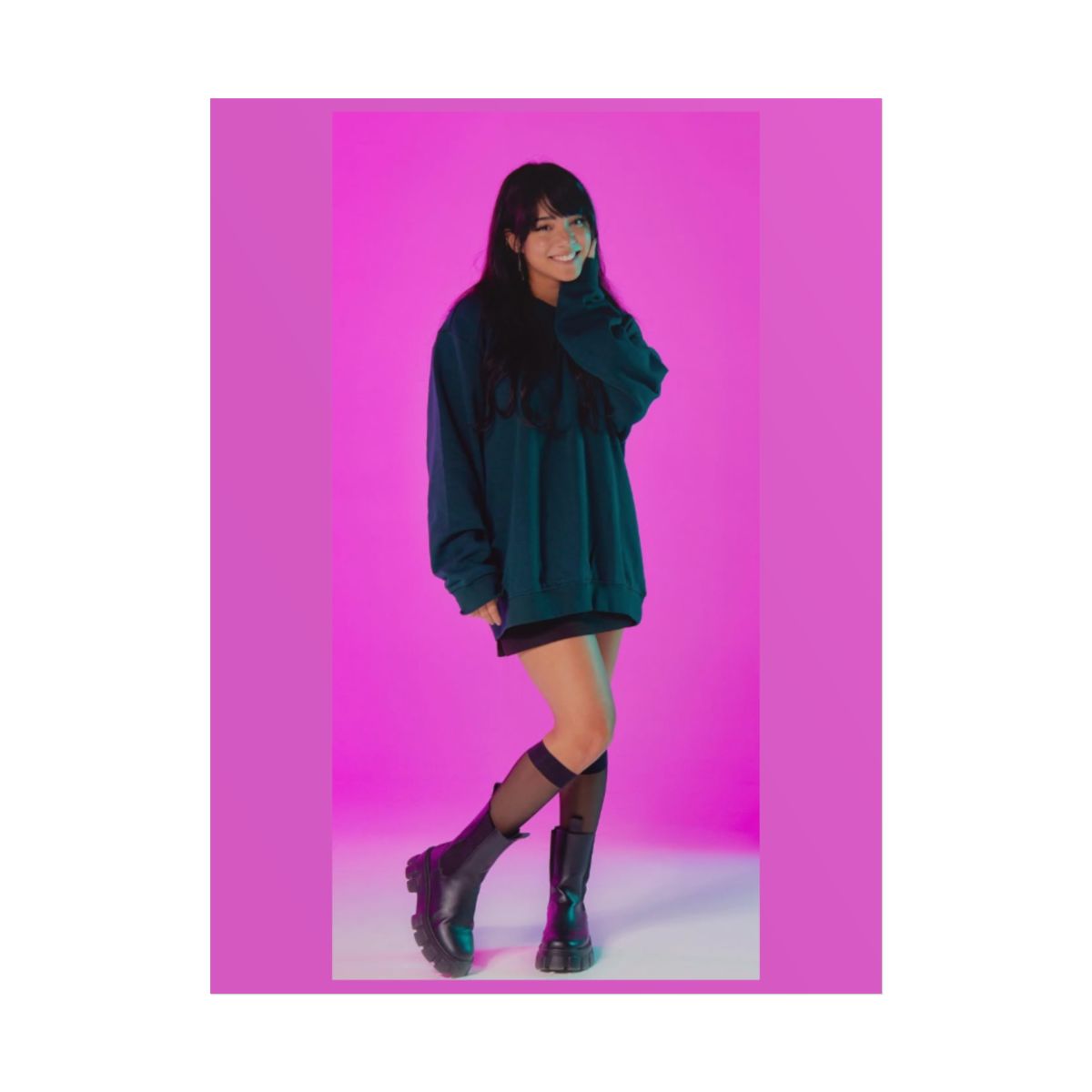 Neon Pink Portrait Rolled Poster | Studio Photo Fashion Print | Cinna